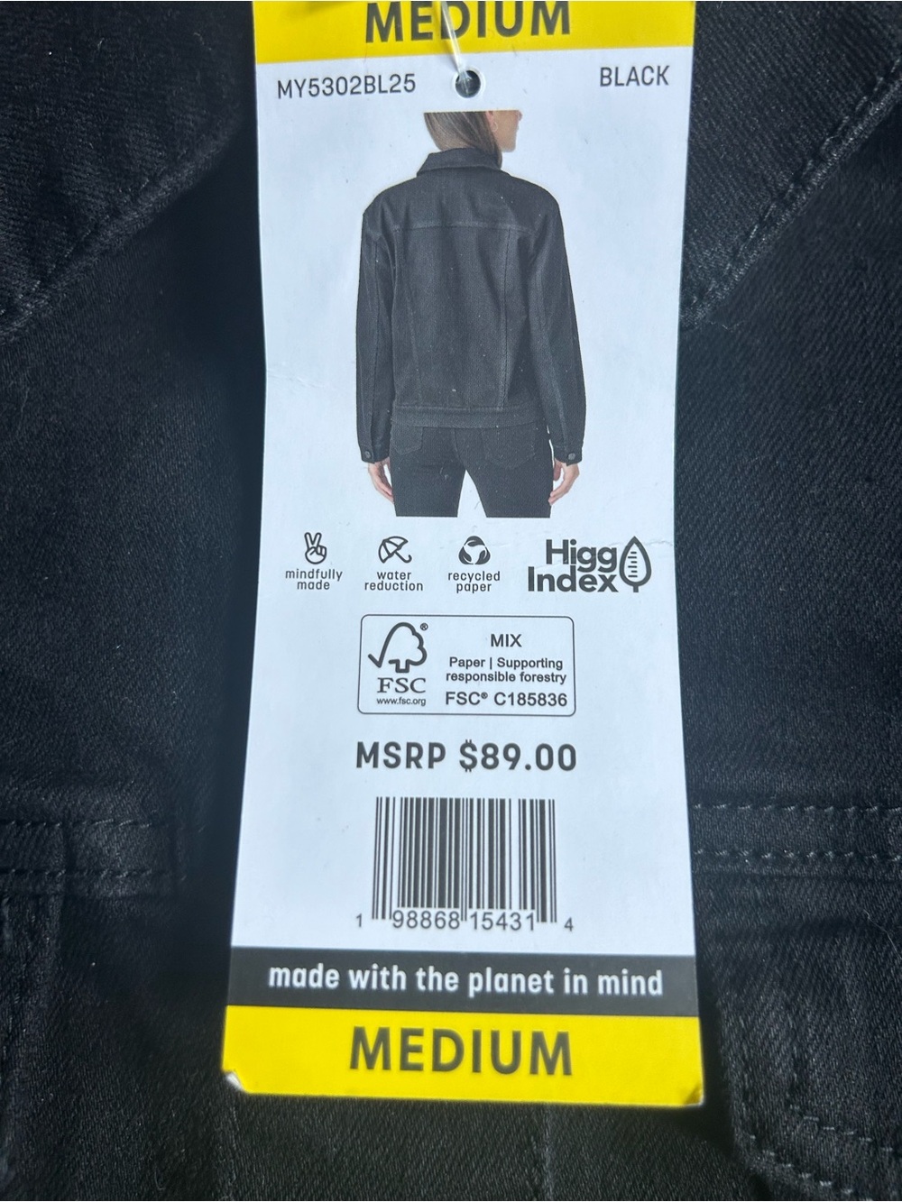 Seven7 Women’s Black Denim Jacket Medium Button Front Stretch NWT MSRP $89 - Picture 3 of 4